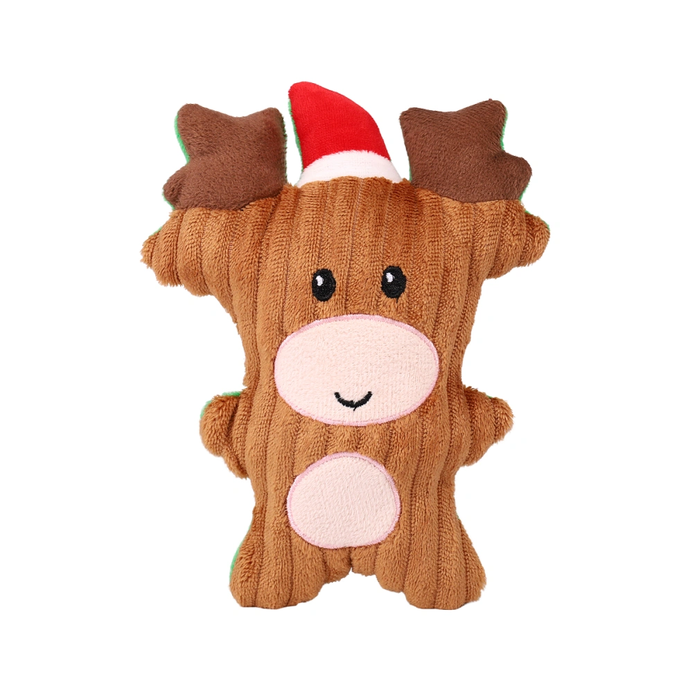 Balacoo Cartoon Plush Deer Squeaky Toy Pet Christmas Chew Bite Toy Pet Supplies Xmas Party Interactive Toy