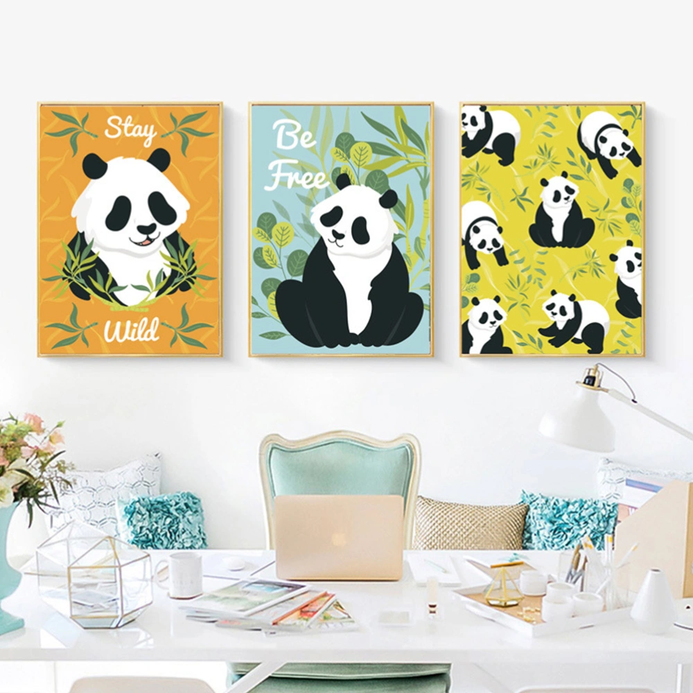 1Pc Bedroom Wall Panda Painting Without Frame Wall-mounted Panda Poster Panda Wallpaper for Children (Sky-blue)