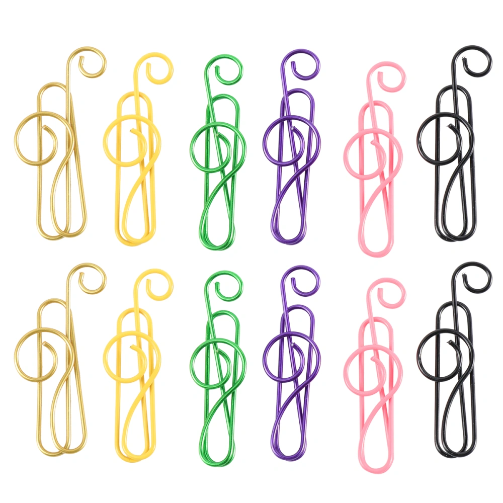 1 Box 50pcs Colorful Note Shaped Paper Clip Adorable Paper Holder Creative Metal Paper Clamp for Home Office School