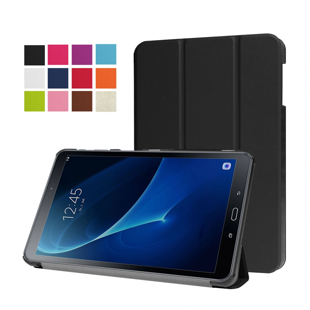 Trifold Leather Case Cover for Galaxy Tab A T580/T580N/T585 10.1inch Tablet PC (Black)