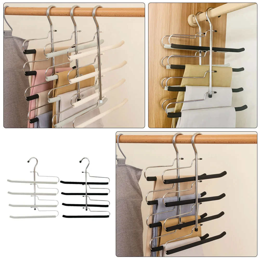 2pcs Skid-proof Pants Hanger Muitipurpose Hanger Clothes Hanger (Black Gray)