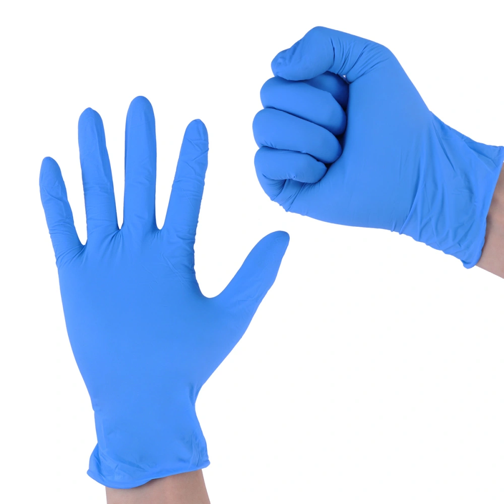 100pcs 9 Inch Disposable Nitrile Gloves Food Grade Gloves Natural Rubber Multipurpose Gloves Size M (Blue)