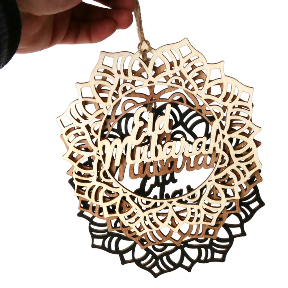 4pcs Creative Islam Ramadan Wooden Hanging Plaque Sign Lantern Pendant Ornament