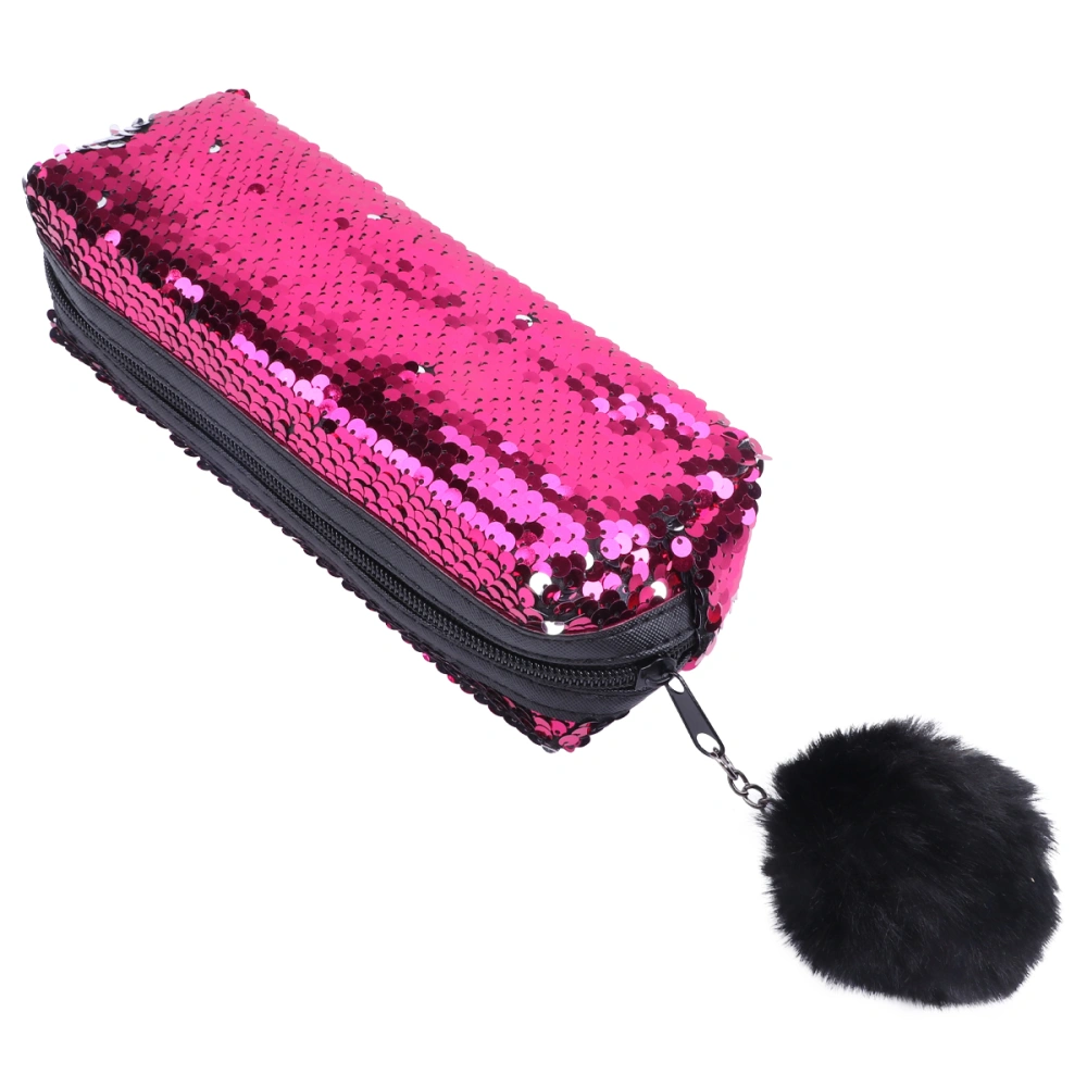 1Pc Sequined Pencil Bag Mermaid Style Pencil Case Stationery Storage Bag