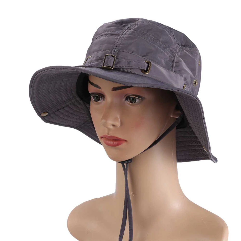 Outdoor UV Protection Bucket Hat Summer Fisherman Hats with Wide Brim Casual Sunhat for Men Women (Grey)