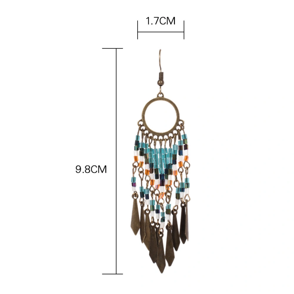 1 Pair Beaded Tassel Earrings Bohemian Style Earrings Handmade Fringe Earrings