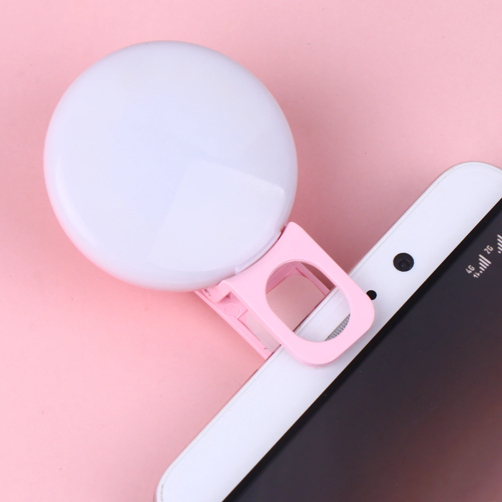 Portable LED Selfie Ring Lamp Clip-on Universal Mini Fill Light for Mobile Phone Laptop (Pink)