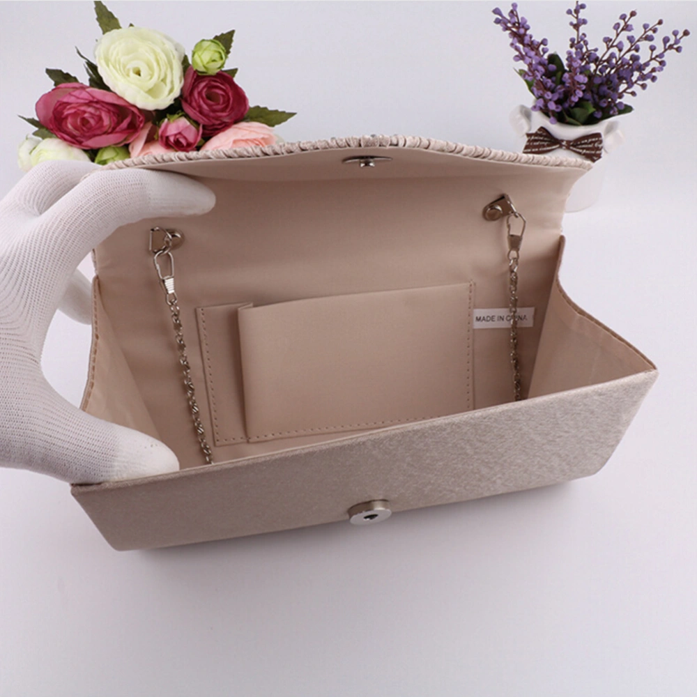 Women Bag High-end European American Style with Diamond Tiled Dinner Bag Handbag (Apricot Color)