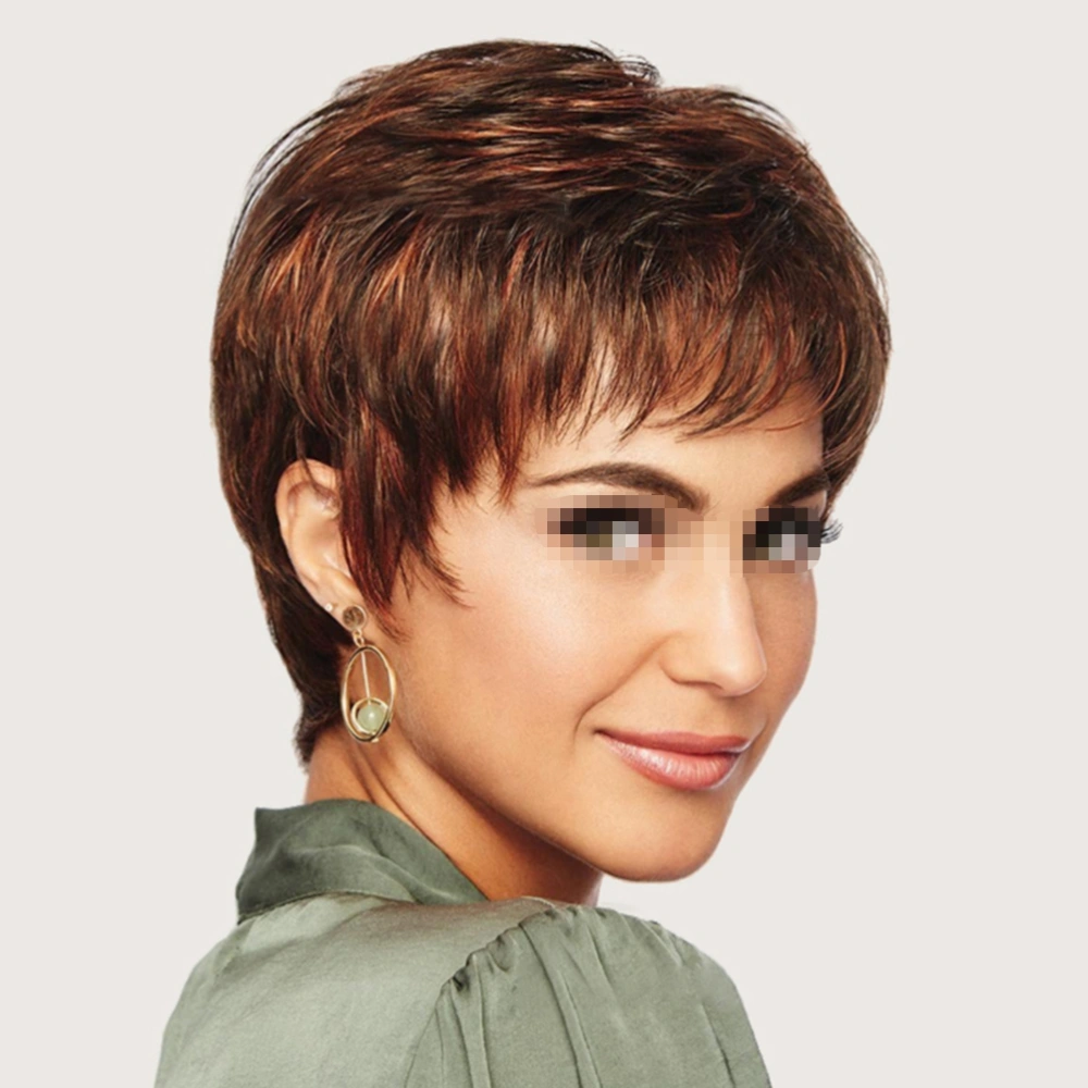 Fashion Women Short Curly Hair Wig Slight Curly Wig Natural Looking Exquisite Rose Net Wig Cover (6956)