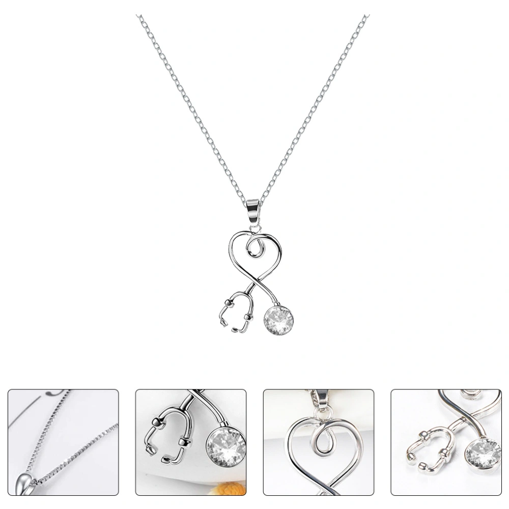 1Pc Stethoscope Design Necklace Creative Alloy Neck Chain Chic Women Jewelry