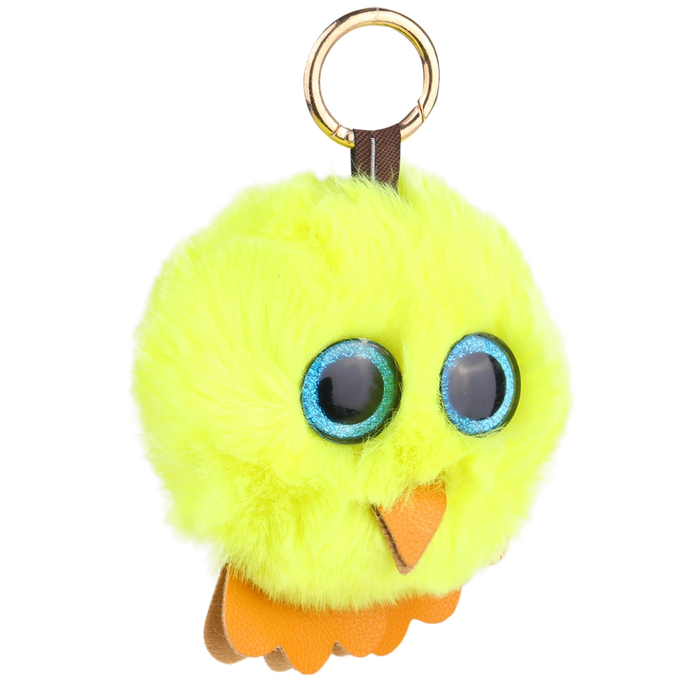 Owl Hairball Keychain Creative Key Holder Unique Key Ring Key Decoration Small Gift for Women Girls (Yellow)