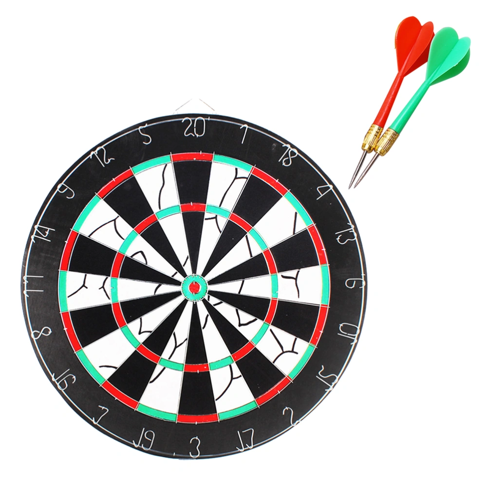 12 inch Flocking Dart Board with 2pcs Darts Leisure Game Dartboard Set Board Games Kids Adults Toy Gift for Office Home Outdoor (Random Color and Style)