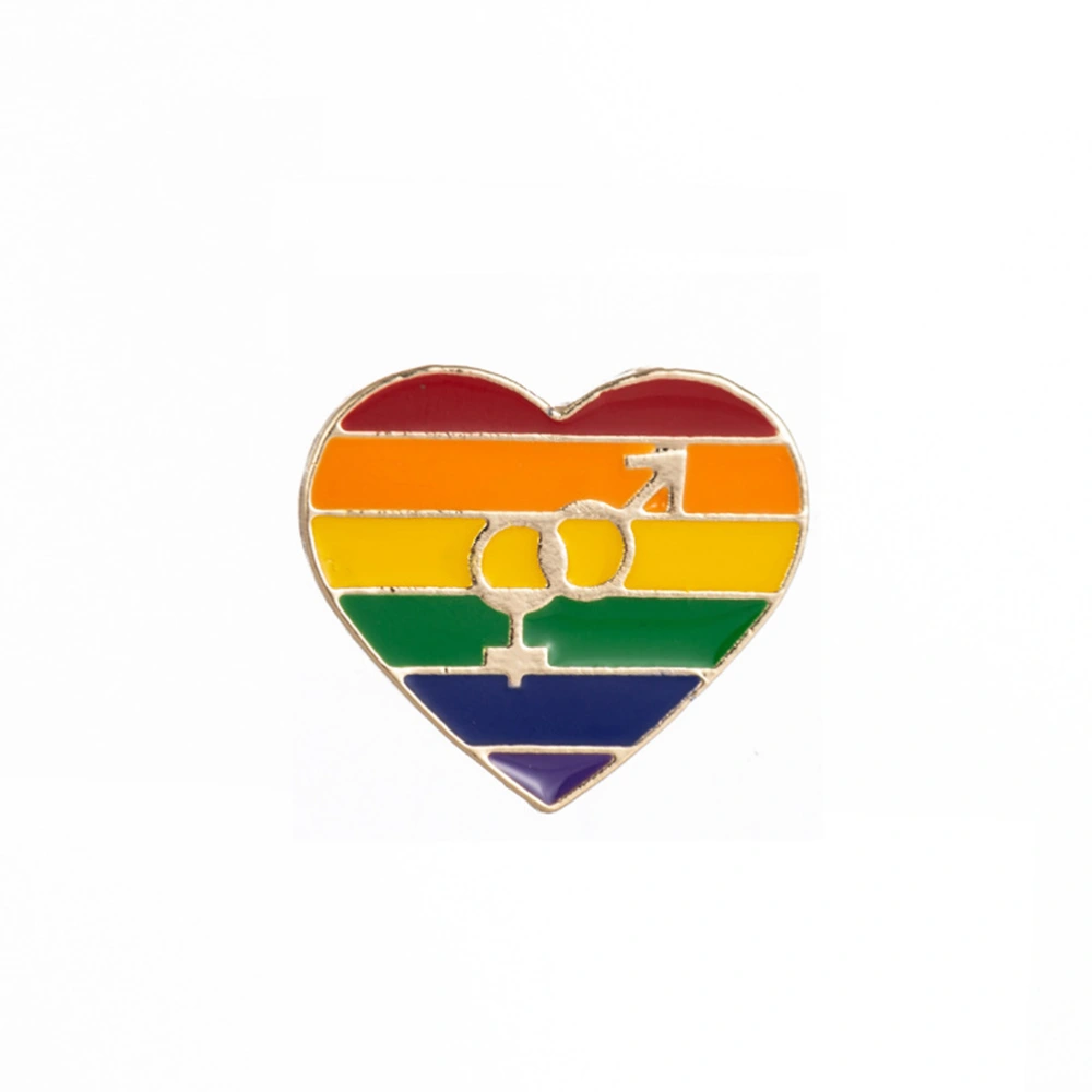 3 Pcs Heart Shaped Brooches Rainbow Color Zinc Alloy Badge LGBT Lapel Pin Drip Oil Breastpin for Carnival (Random Style)