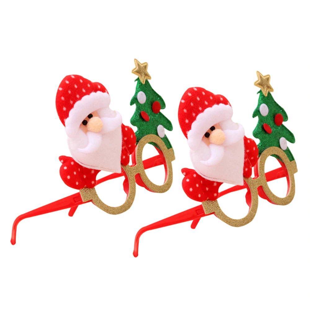 2pcs Christmas Decorative Glasses Cartoon Glasses Frame Party Sunglasses Photo Props (Santa Claus)