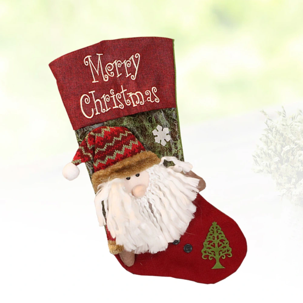 Christmas Hanging Pendant Christmas Socks Storage Bag for Decoration Use (Old Man Design Socks)