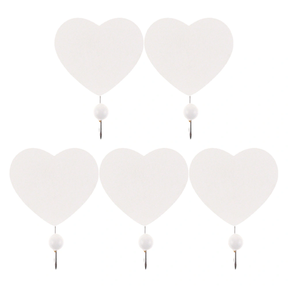 5Pcs Kitchen Hanger Hooks Heart Shape Hole Punched Hook Wall-mounted Hooks