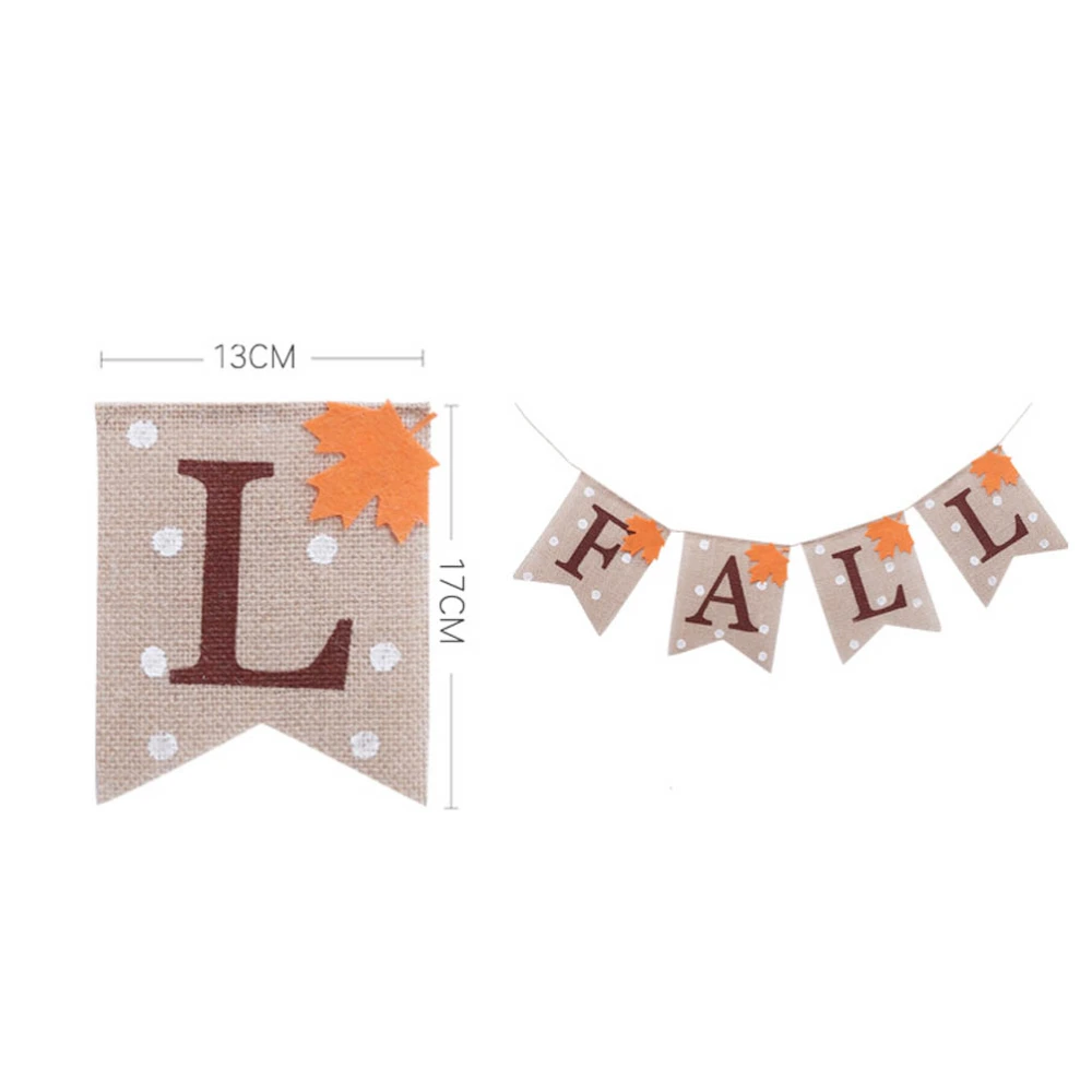 Thanks Giving Day Party Decoration Fall Maple Leaves Linen Banner Pull Flag Party Ornaments