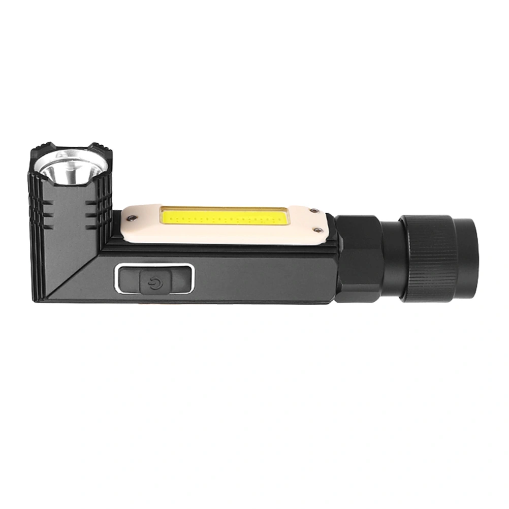 Foldable Hard Light Flashlight USB Charging Work Light Dual Use Electric Torch with Head Light Belt Small Black