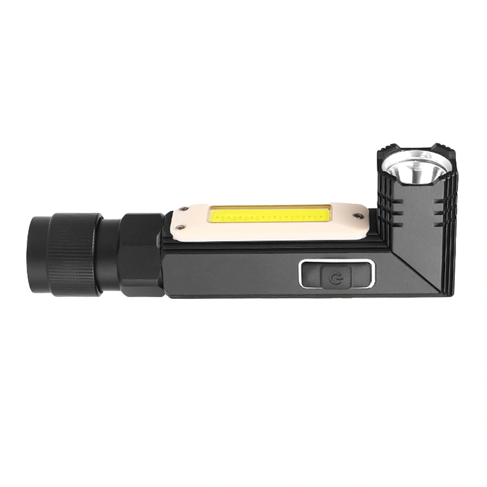 Foldable Hard Light Flashlight USB Charging Work Light Dual Use Electric Torch with Head Light Belt Small Black
