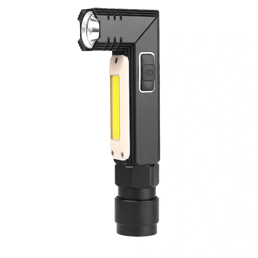 Foldable Hard Light Flashlight USB Charging Work Light Dual Use Electric Torch with Head Light Belt Small Black