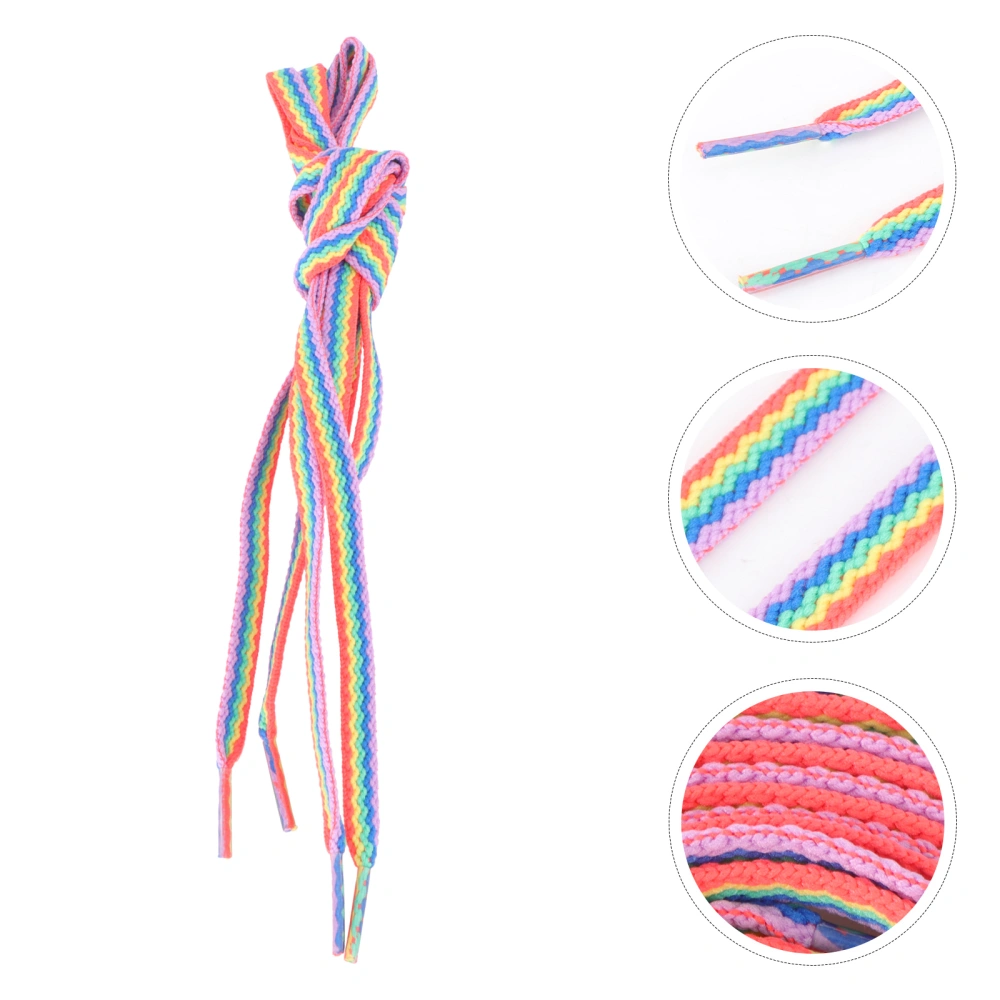 1 Pair 3D Rainbow Striped Shoe Laces Psychedelic Shoelace for Shoes Sneakers