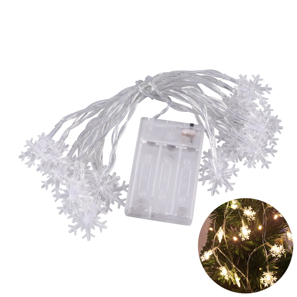 3 Meters 20pcs LED Beads Snowflake String Lights Battery Operated Fairy Lights Christmas Tree Strip Lights For Christmas Wedding Bedroom Patio Party Backyard Decor (Warm White)