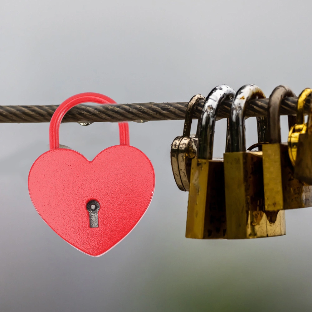 2Pcs Small Metal Padlock Heart Shaped Padlocks Couples Wishing Lock with Keys