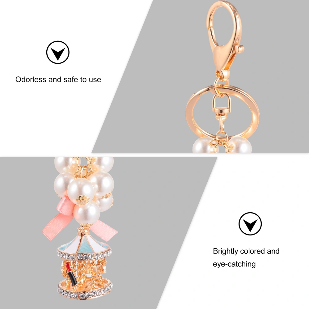 Merry-go-round Key Holder Pearl Keychain Lovely Bag Pendant Key Decoration