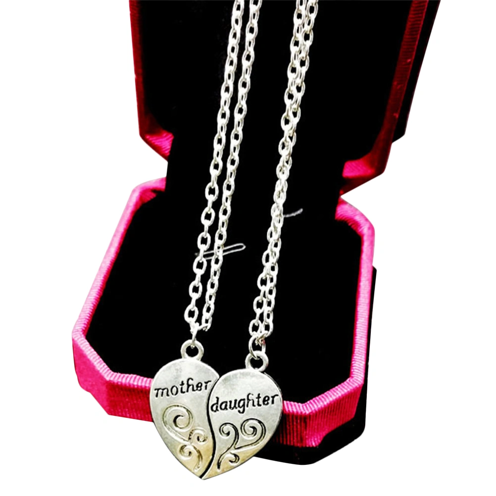 Creative Matching Heart Pendant Necklace Fashion Mother Daughter Torque Mother's Day Birthday Jewelry Gift for Mom Daughter