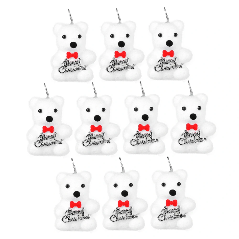 10Pcs Christmas Tree Pendants Adorable Three-dimensional Flocking Bear Hanging Ornaments Handbag Hanging Decoration Party Favors