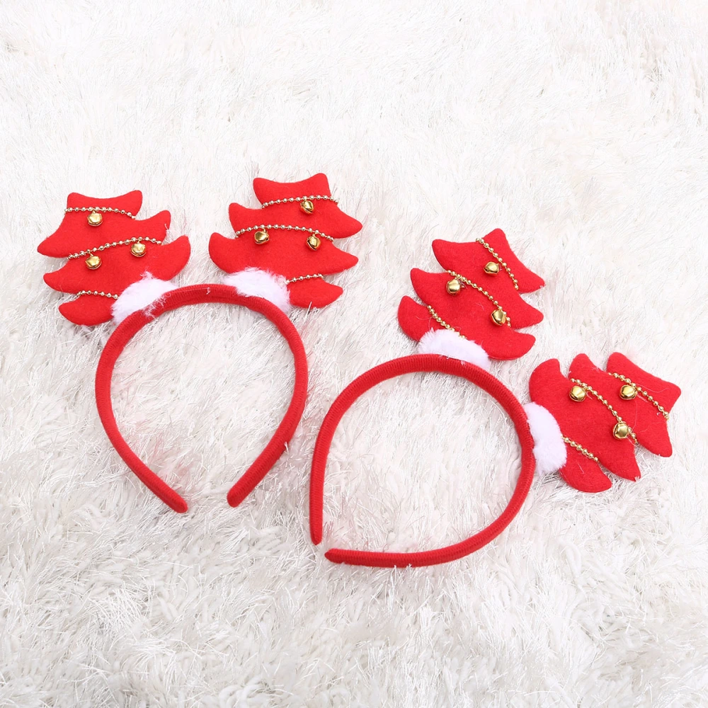 6pcs Bell Strings Hair Bands Festive Tree Hair Hoops Headpiece Christmas Headdress for Kids Chidren Girls Red