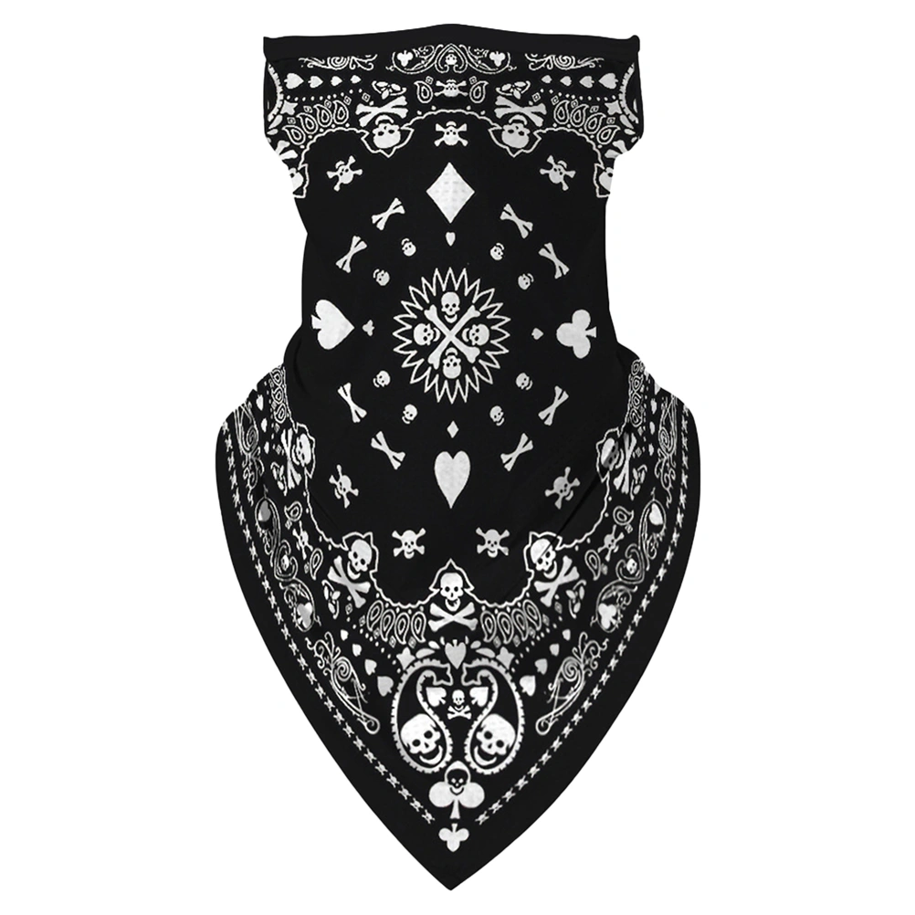 1Pc Ear Hanging Neck Gaiter Sun-proof Triangle Scarf Totem Printing Face Cover Hanging Ear Tube Scarf Breathable Headband (As Shown)