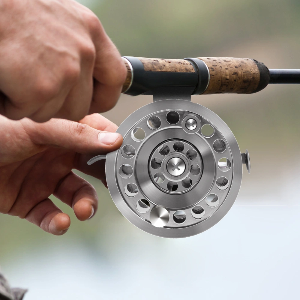 Aluminum Alloy Fishing Vessel Wheel Fly Fishing Reels Fishing Raft Wheel Fishing Gear Accessories - Right Hand (Silver)