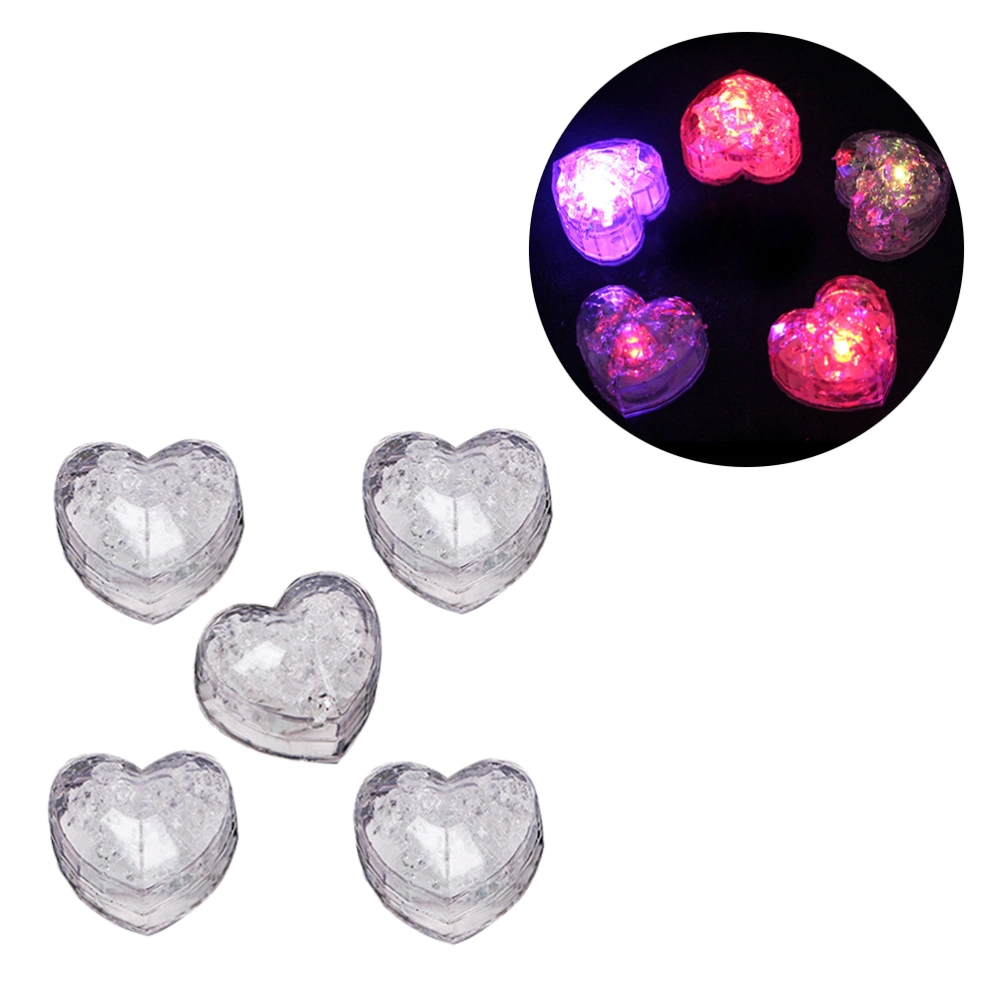 5 Pcs Multi-Color Heart Ice Flashing Light LED Glow Lighting for Drinking Wine Wedding Party Bar Club Decoration