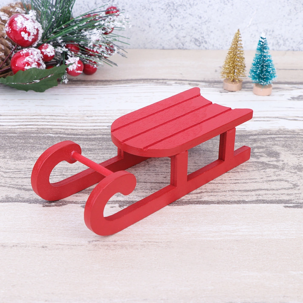 2 Pcs Creative Christmas Sleigh Ornament Hemp Rope Wooden Adornment Desktop Ornament for Home Office (Red)