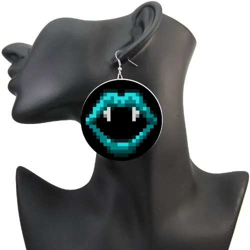 Vampire Succubus Lips Mouth Earrings lofi 8bit Video Game Pixel Art Earrings