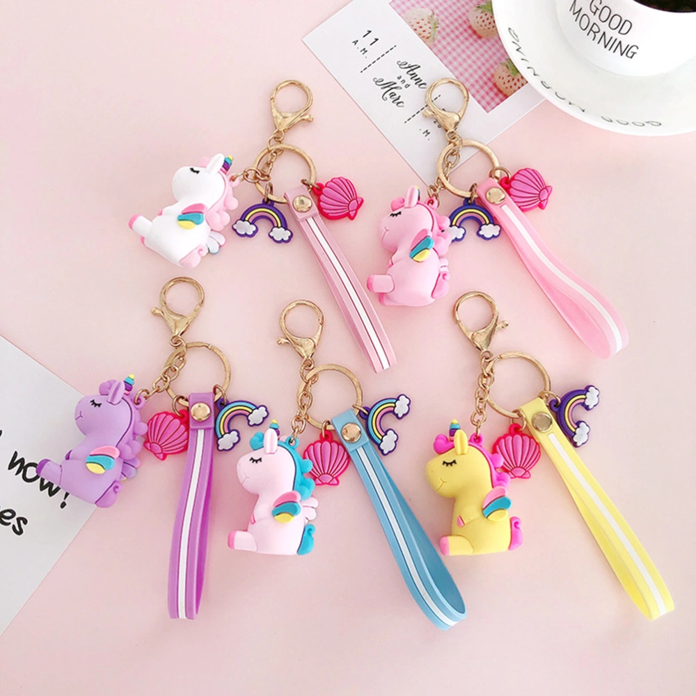 2pcs Unicorn Keychains Cartoon Key Rings Pendant Ornament Silicone Key Holder Party Supplies(White and Pink)