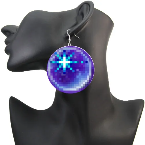 Magic Crystal Power Orb Earrings 8bit Lofi Retro Video Game Pixel Art Vibes