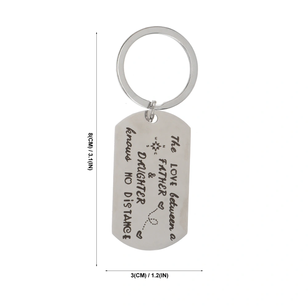 1pc Stainless Steel Key Ring Father's Day Lettering Keychain Lettering Keyholder