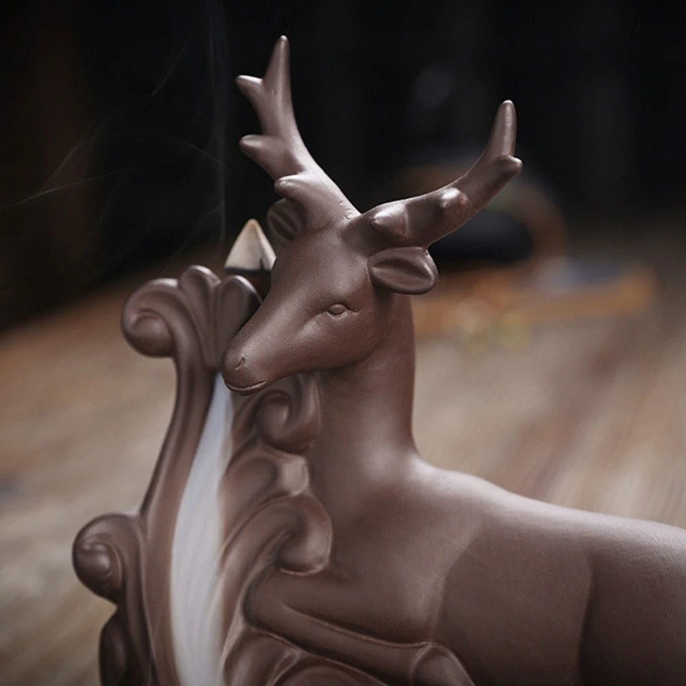 Backflow Incense Burner Fawn Shaped Incense Holder Home Aromatherapy Ornament