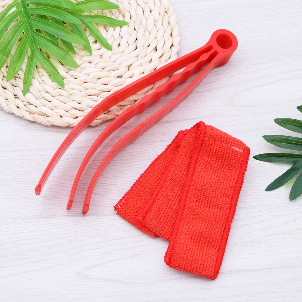 Computer Keyboard Cleaning Brush Triple Venetian Blind Cleaner Washable Microfibre Fabric Duster for Air Conditioner Blinds (Red)