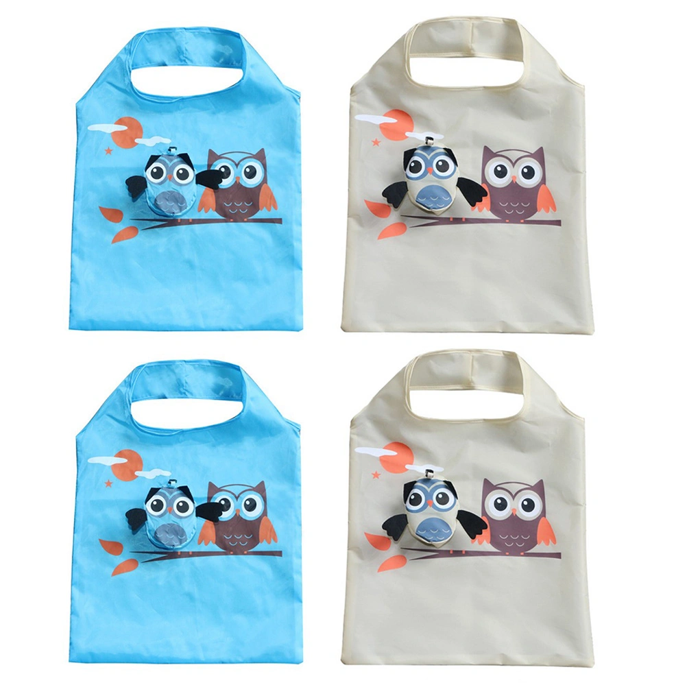 4pcs Cartoon Owl Shape Portable and Foldable Shopping Bags (Mixed Color)