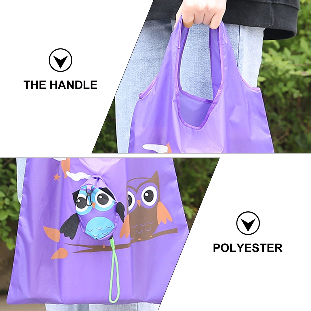 4pcs Cartoon Owl Shape Portable and Foldable Shopping Bags (Mixed Color)