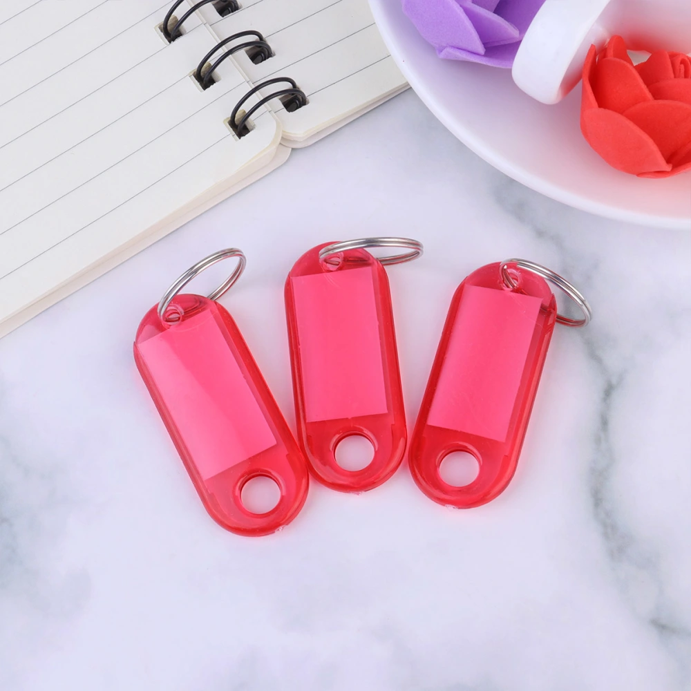 30pcs Plastic Keychain ID Tags Name Label Language Number Mark Classification Tag (Red)