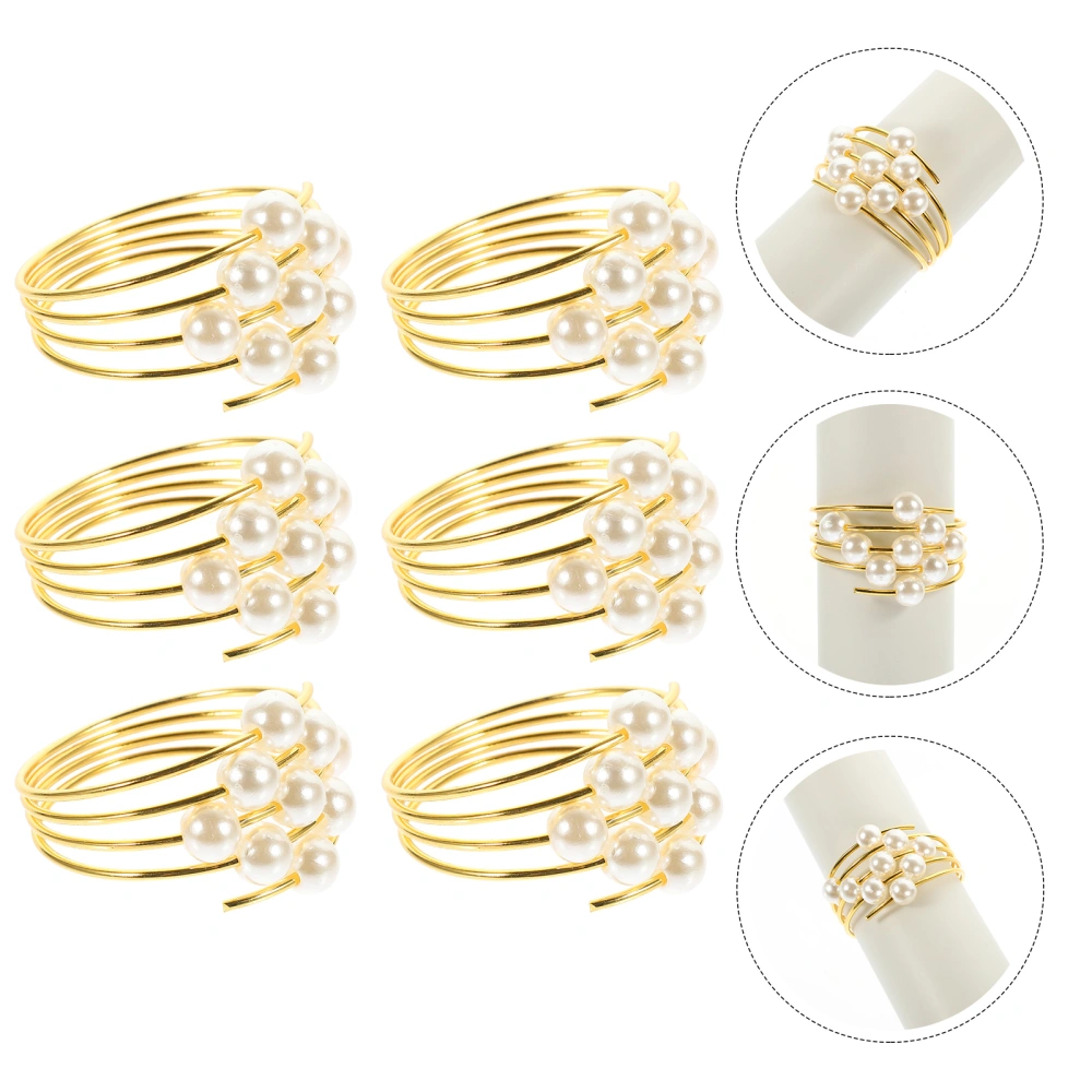 6Pcs Exquisite Napkin Rings Pearl Tissue Rings Desktop Napkin Ring Delicate Napkin Decors