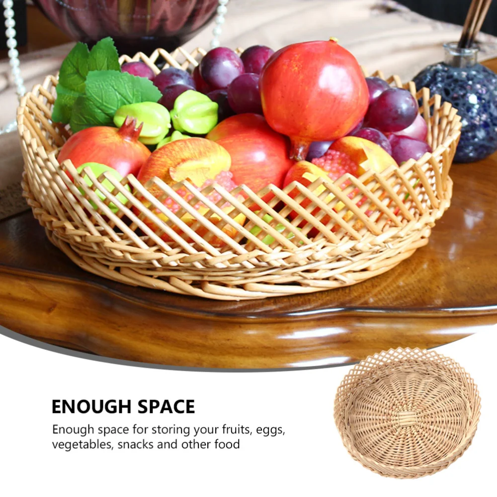 1Pc Wicker Basket Round Willow Basket Egg Basket Household Storage Holder