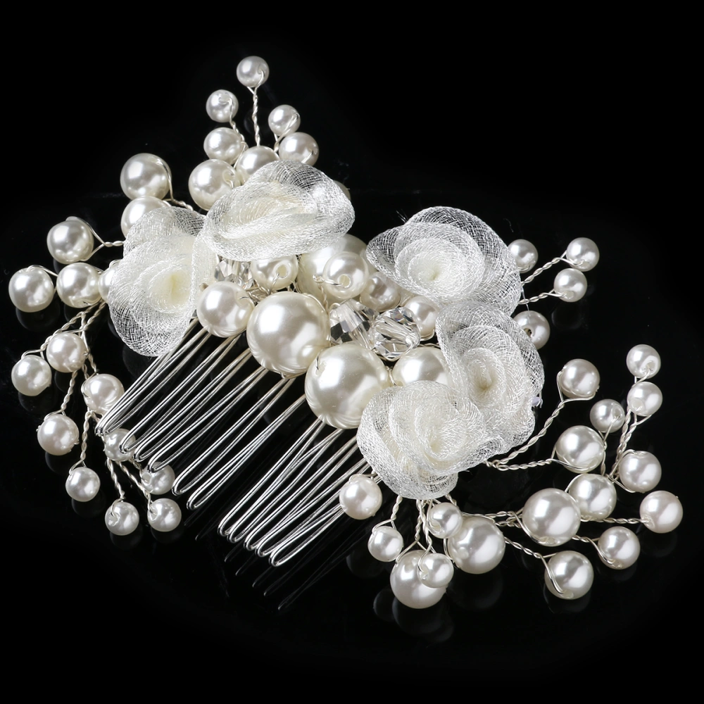 Wedding Bridal Voile Flower Hair Comb / Hairpin / Headwear / Hair Accessories (White)