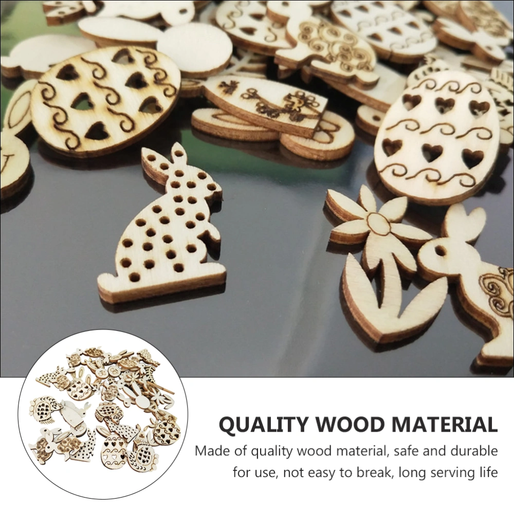 100Pcs Easter Theme Unfinished Wood Cutouts Wooden Paint Crafts for DIY Projects