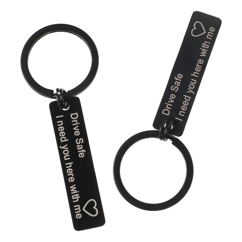 2pcs Letter Keychain Elaborate Key Rings Bag Ornaments Bag Pendants (Black)