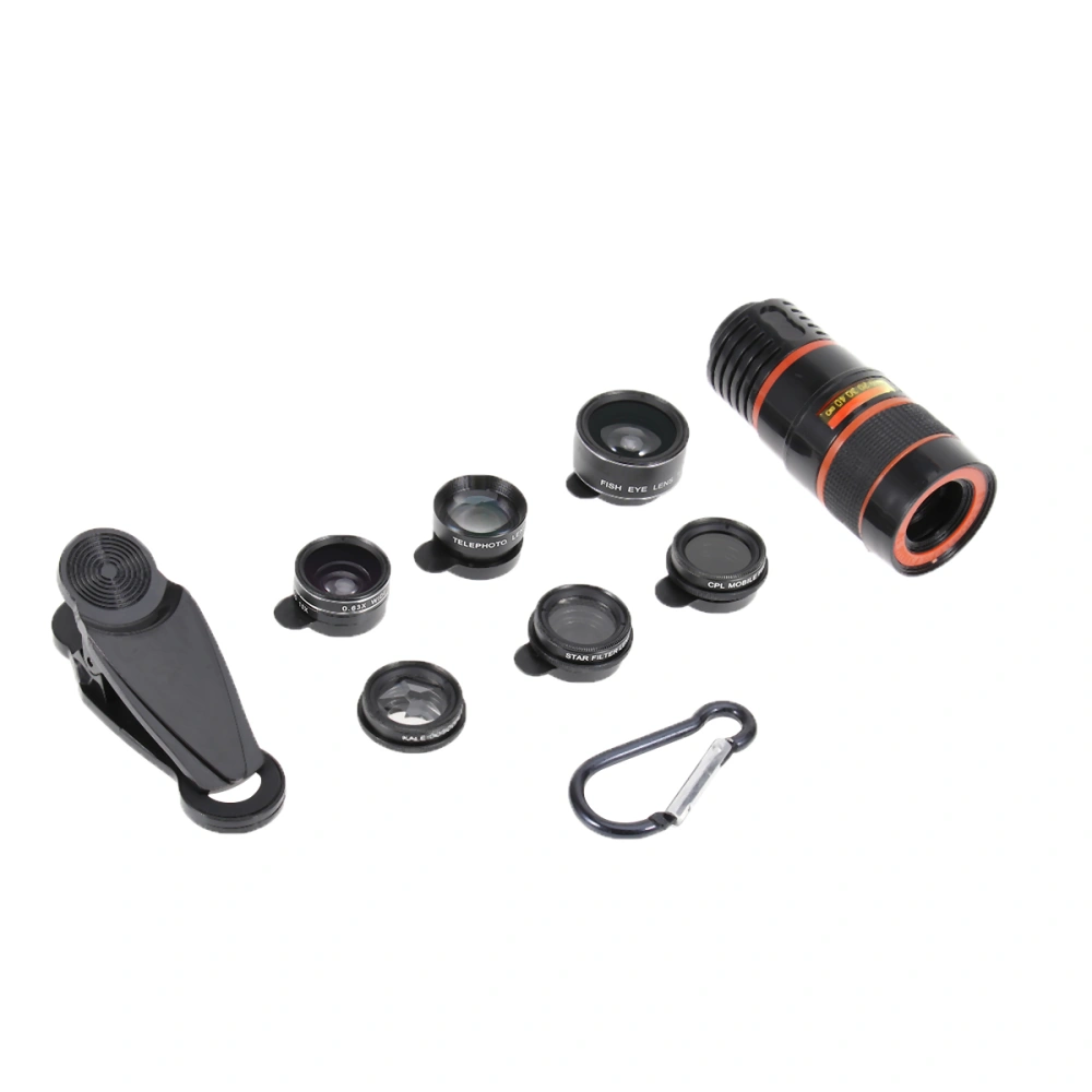 7 In 1 Telephoto Lens Wide Angle Macro Fisheye Mobile Phone Lens Set Universal External Lens Set